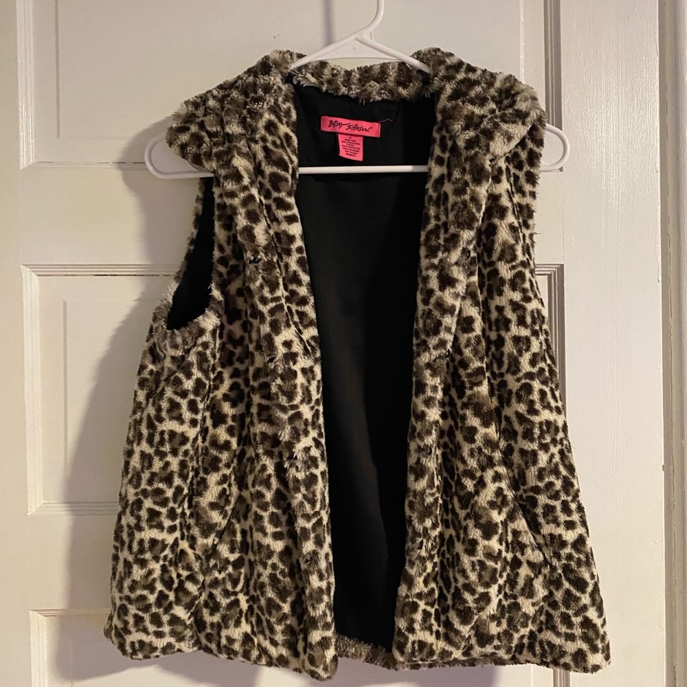 Betsey Johnson Brown and Black Vest with Animal Print